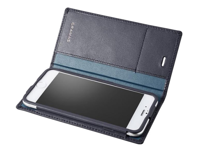 GRAMAS フルレザー手帳型ケース ネイビー