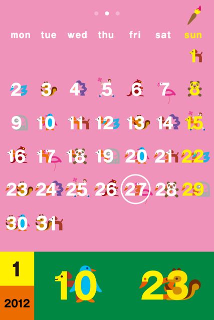 Iphone Ipad Kanoncalendar Clock 数字にどうぶつが隠れていて とっても可愛いカレンダー Appbank