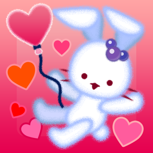 ルクちゃんのハートバルーン: かわいいパズルで、うさぎの待受をGetしよ♡無料。