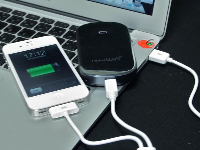 iPod・iPhone・iPad+スマートホン充電USBケーブル: 二股に分かれていて重宝するケーブル。