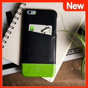 カードホルダー付きのハンドメイド本革iPhone 6 Plusケース。