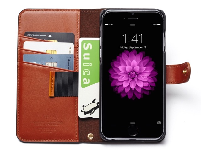 iPhone 6 Plus用のカード6枚入る本革手帳型ケース!