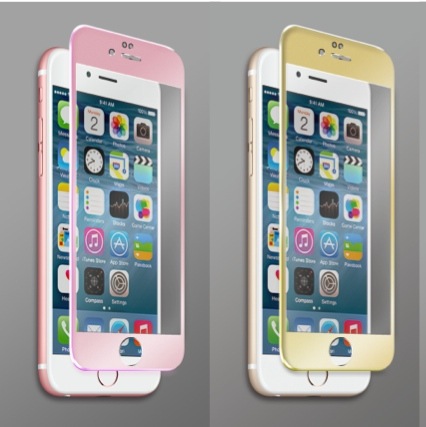 ローズゴールドのフレームで液晶を全面保護するiPhone 6s/6s Plus強化ガラス