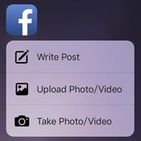 『Facebook』アプリが「3D Touch」対応で即投稿、写真のアップロード・撮影できる!