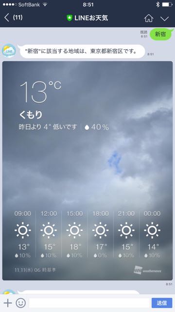 lineラインLINEお天気公式アカウント予報通知
