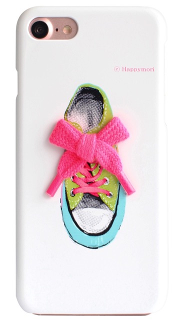 スニーカにリアルな靴紐がかわいいハードケース ピンク iPhone 7