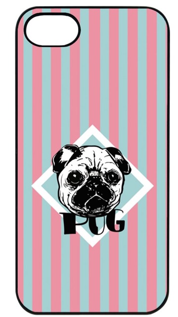 かわいい犬のケースといえばコレ！パグ ピンクストライプ iPhone 7ケース