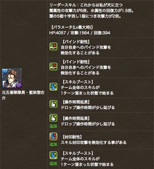 元五番隊隊長・藍染惣右介 ステータス