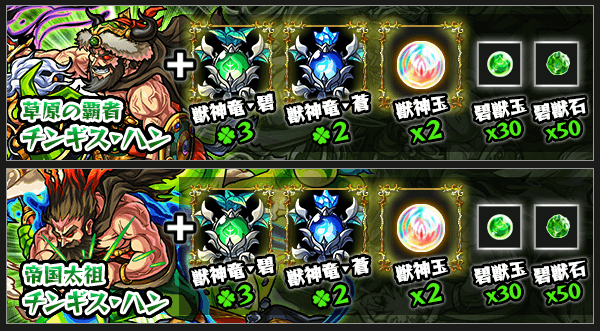 獣神化に必要な素材一覧