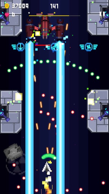 新作・無料スマホゲームアプリ「Pixel Craft - Space Shooter（ピクセルクラフト・ぴくせるくらふと）」はドット絵（ピクセル）で描かれた縦スクロールのシューティングゲーム