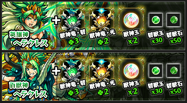 獣神化に必要な素材一覧