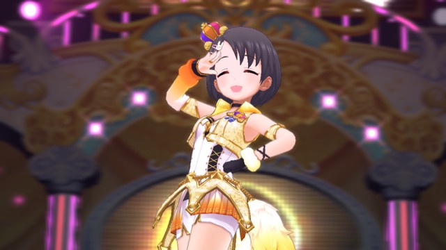 デレステにて佐々木千枝・櫻井桃華・龍崎薫・赤城みりあ・市原仁奈の5人が歌って踊る「Yes! Party Time!!」のMVのスクリーンショット