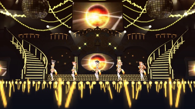 デレステにて佐々木千枝・櫻井桃華・龍崎薫・赤城みりあ・市原仁奈の5人が歌って踊る「Yes! Party Time!!」のMVのスクリーンショット
