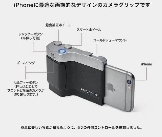 iPhoneで一眼レフのような撮影ができるカメラグリップ『Pictar』