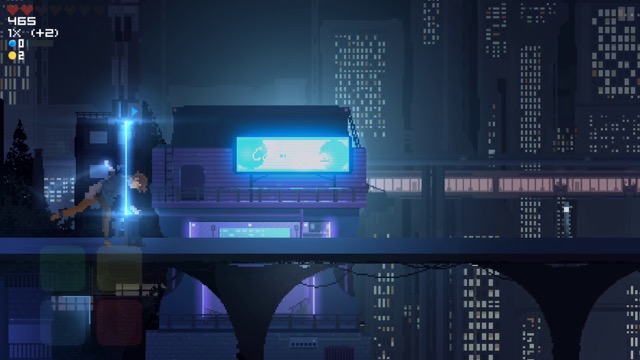 新作・無料スマホゲームアプリ、SF・サイバーパンクな世界観のドットで描かれたランゲーム「Retroshifter」 4