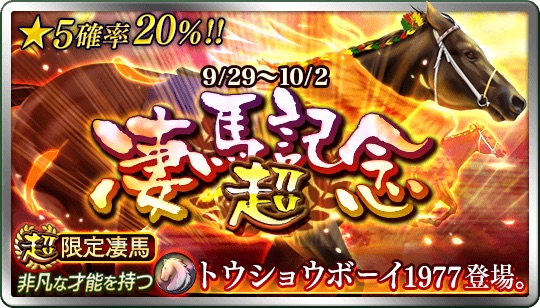 【ダビマス】★5出現登場確率が20%の「超凄馬記念」がスタート