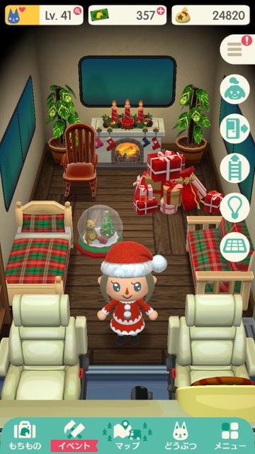 【どうぶつの森 ポケットキャンプ(ポケ森)】「クリスマスの家具」全種類コンプリート! さっそくもようがえしてみた♪