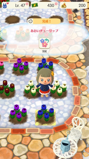 【どうぶつの森スマホアプリ（どうぶつの森 ポケットキャンプ、ポケ森）】ガーデンで「あおいチューリップ（青チューリップ）」を効率良く交配する・咲かせる方法