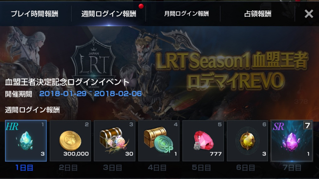 リネレボ マーブルの加護やsrランク特性の石などもらえる Lrt王者決定記念ログインイベント 開催 Appbank