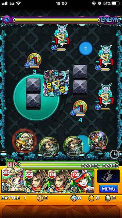 モンスト帝釈天ステージ1略