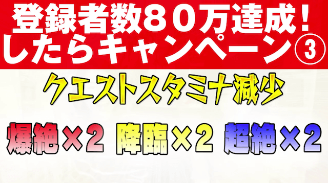 モンスト公式チャンネル80万人達成キャンペーン