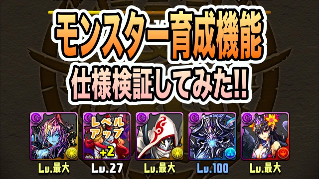 パズドラ モンスター育成機能の仕様検証 経験値の分配やレベル 属性 レア度での違い Appbank