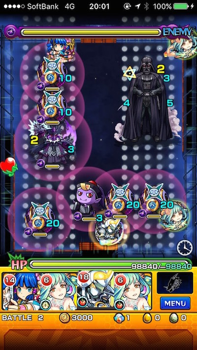 モンスト攻略ダースベイダーステージ2
