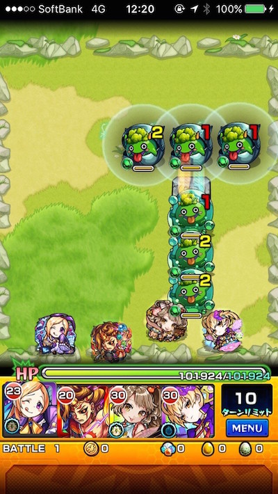 モンスト攻略閃きの遊技場桜並木の広場ステージ4バトル1
