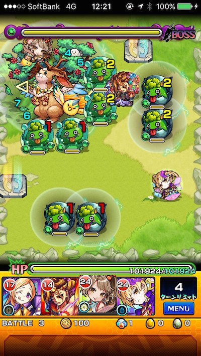 モンスト攻略閃きの遊技場桜並木の広場ステージ4バトル3