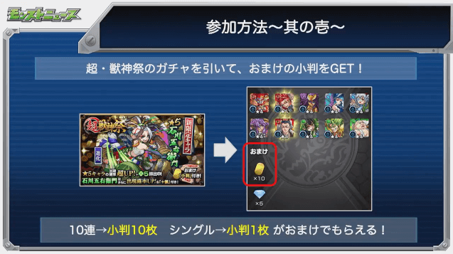 モンストニュースゴエモンガチャ参加方法1