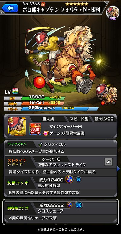 モンスト攻略フォルテ・N・明村神化ステータス