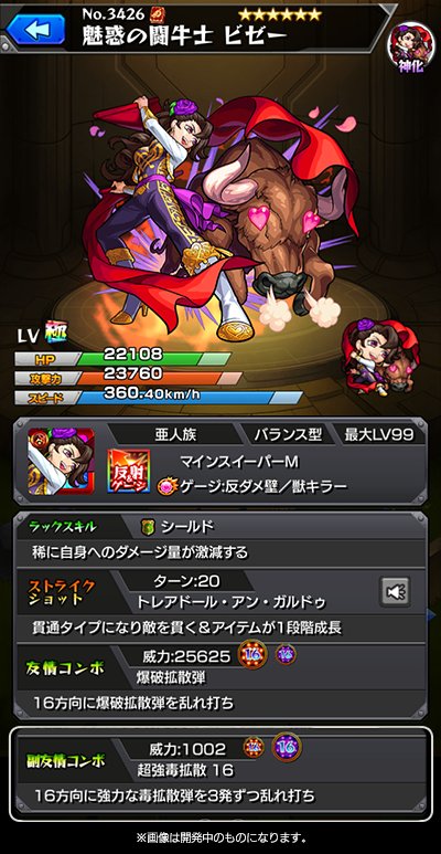 モンストビゼー神化ステータス