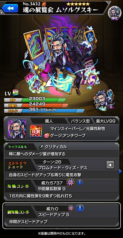 モンストムソルグスキー神化ステータス