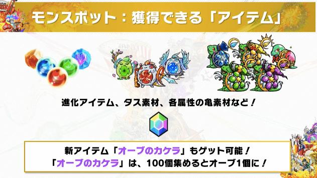 モンスポットで獲得できるアイテム