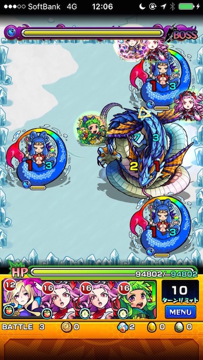 モンストうみかぜのていえんステージ3バトル3