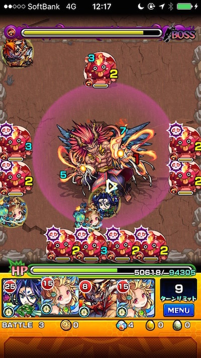 モンストうみかぜのていえんステージ4バトル3