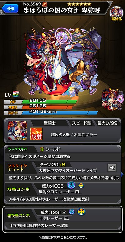 モンスト卑弥呼獣神化ステータス