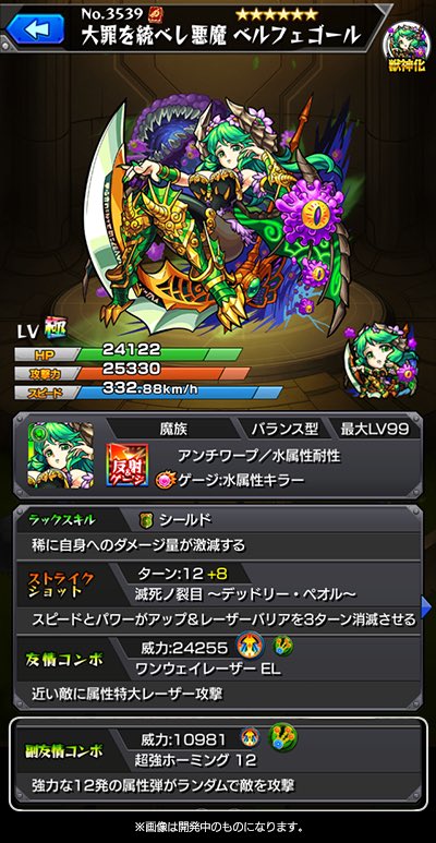 ベルフェゴール獣神化ステータス