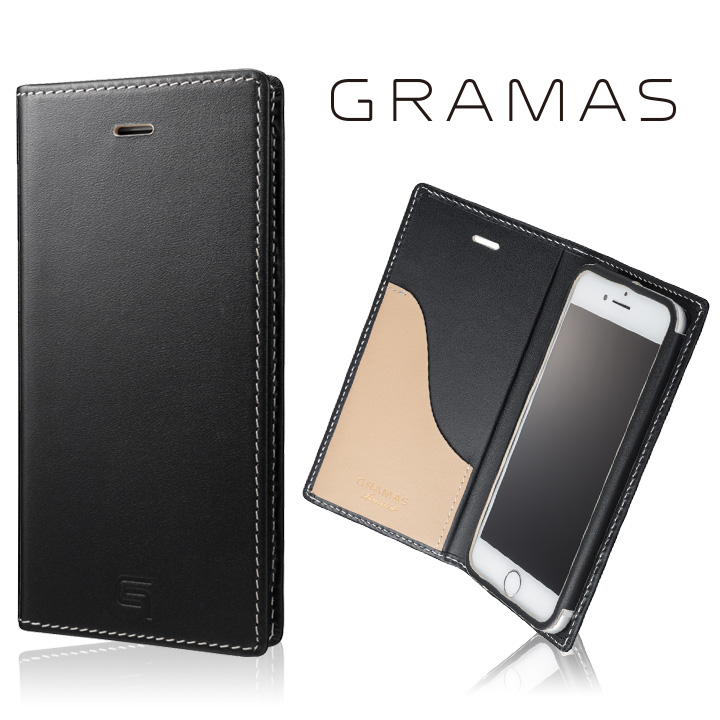 [7位] 数量限定モデル GRAMAS フルレザー手帳型ケース ブラック/ベージュ iPhone 8/7