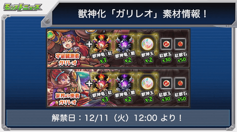 獣神化ガリレオ素材