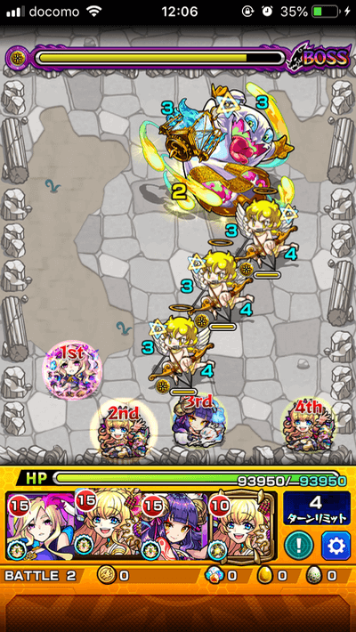 モンスト雪晴の遊地ステージ1バトル2