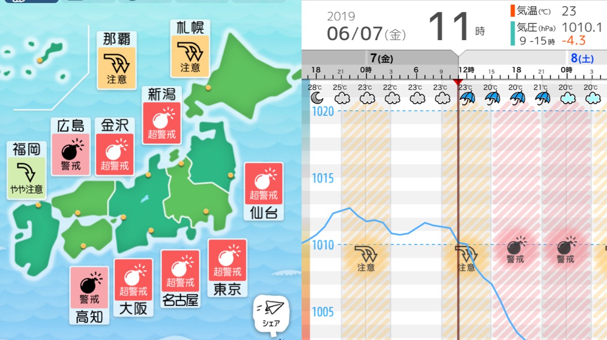 関東梅雨入り。気圧の変化がわかるアプリ「頭痛ーる」で早めの対策がオススメ