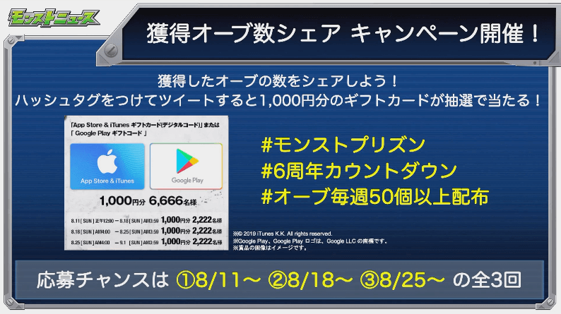 SNSでシェアするとギフトカードが抽選で当たる