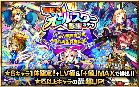 オールスター感謝ガチャ詳細