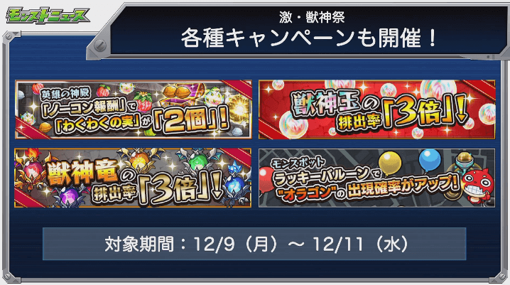 激獣神祭各種キャンペーン