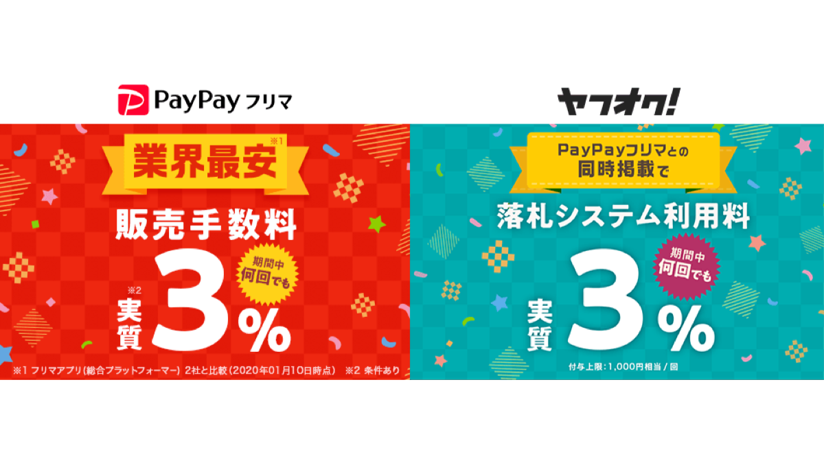 ヤフオクとPayPayフリマで販売手数料が10％→3％に還元! 期間中なら何度でも適用!