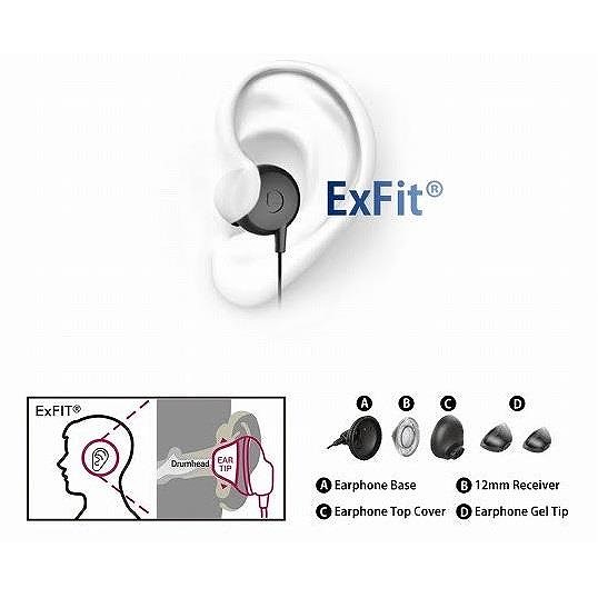 特許を取得したEXFit(R)により、イヤホンを外耳道へ完全に密着させることで長時間耳に装着しても疲れにくいフィット感を実現しています。