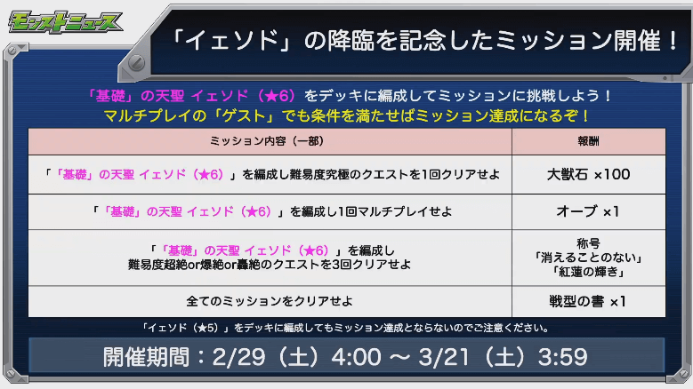 イェソド降臨記念キャンペーン
