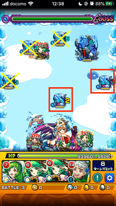 モンスト閃きの遊技場紅梅の遊地バトル3-2