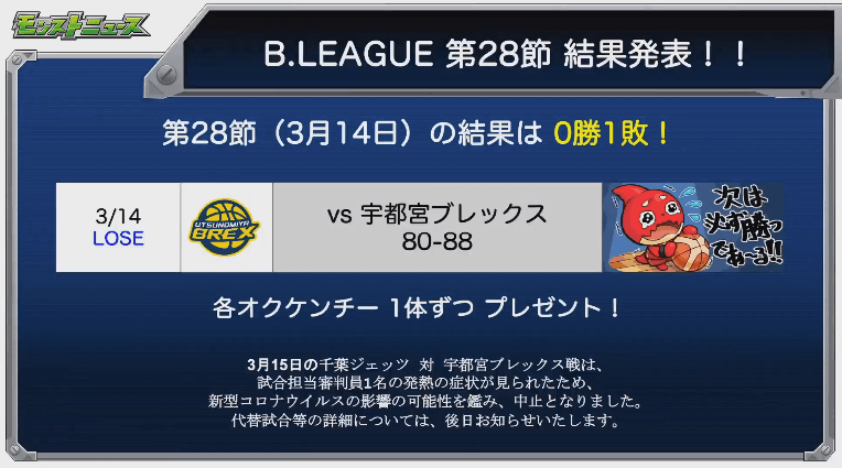 2B.LEAGUE結果発表